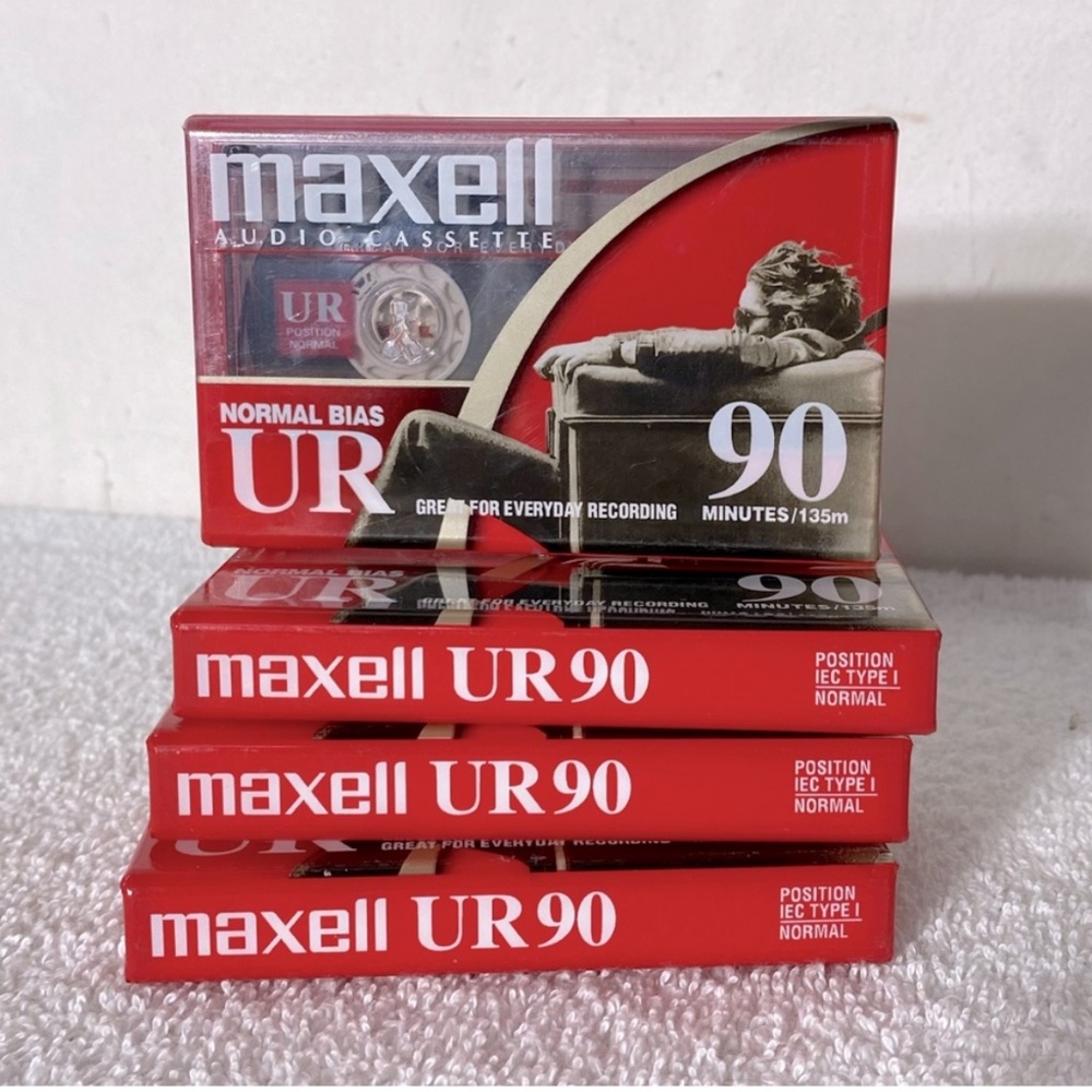Vintage 90s Maxell UR90 Blank Audio Cassette Tapes x4